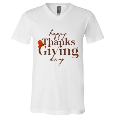 Happy Thanksgiving Day V-Neck T-Shirt