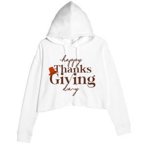 Happy Thanksgiving Day Crop Fleece Hoodie