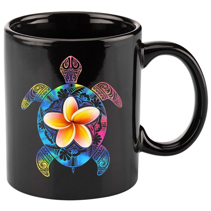 Hawaiian Tie Dye Sea Turtle Hawaii 11oz C Handle Ceramic Mug