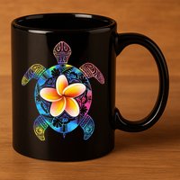 Hawaiian Tie Dye Sea Turtle Hawaii 11oz C Handle Ceramic Mug