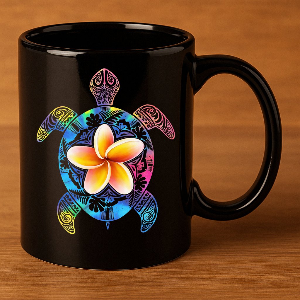 Hawaiian Tie Dye Sea Turtle Hawaii 11oz C Handle Ceramic Mug