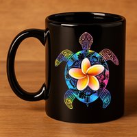 Hawaiian Tie Dye Sea Turtle Hawaii 11oz C Handle Ceramic Mug