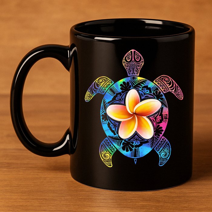 Hawaiian Tie Dye Sea Turtle Hawaii 11oz C Handle Ceramic Mug