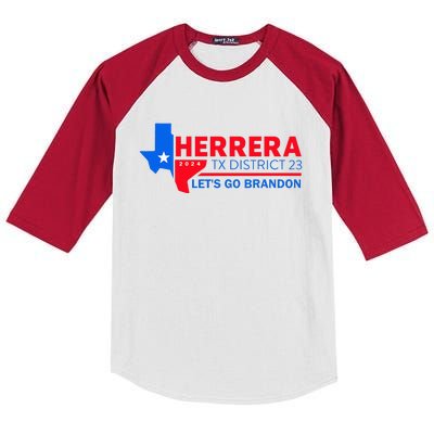 Herrera Tx District 23 LetS Go Brandon 2024 Quote Kids Colorblock Raglan Jersey