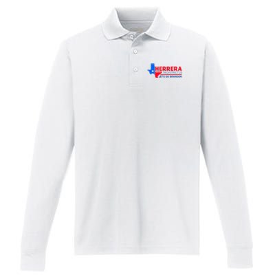 Herrera Tx District 23 LetS Go Brandon 2024 Quote Performance Long Sleeve Polo