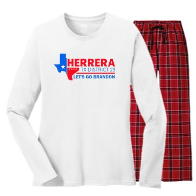 Herrera Tx District 23 LetS Go Brandon 2024 Quote Women's Long Sleeve Flannel Pajama Set 