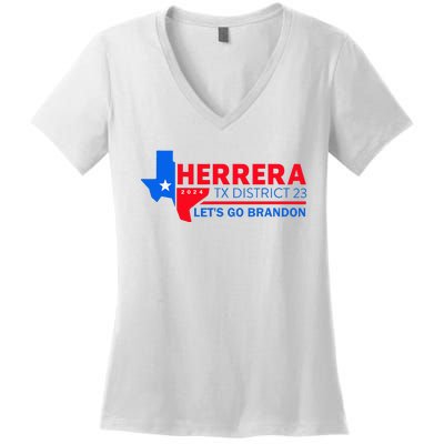 Herrera Tx District 23 LetS Go Brandon 2024 Quote Women's V-Neck T-Shirt