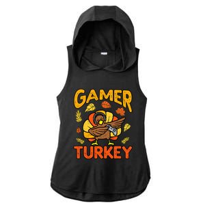 Happy Thanksgiving Dabbing Gamer Turkey Boys Ladies PosiCharge Tri-Blend Wicking Draft Hoodie Tank