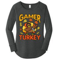 Happy Thanksgiving Dabbing Gamer Turkey Boys Women's Perfect Tri Tunic Long Sleeve Shirt