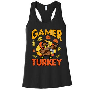 Happy Thanksgiving Dabbing Gamer Turkey Boys Women's Racerback Tank