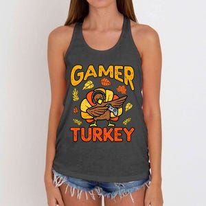 Happy Thanksgiving Dabbing Gamer Turkey Boys Women's Knotted Racerback Tank