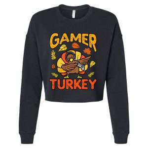 Happy Thanksgiving Dabbing Gamer Turkey Boys Cropped Pullover Crew