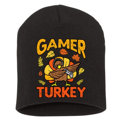 Happy Thanksgiving Dabbing Gamer Turkey Boys Short Acrylic Beanie