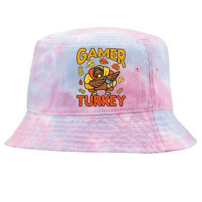 Happy Thanksgiving Dabbing Gamer Turkey Boys Tie-Dyed Bucket Hat