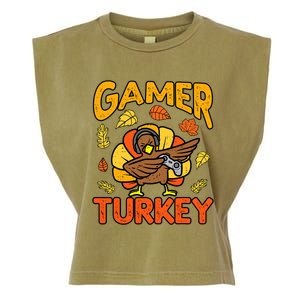 Happy Thanksgiving Dabbing Gamer Turkey Boys Garment-Dyed Women's Muscle Tee