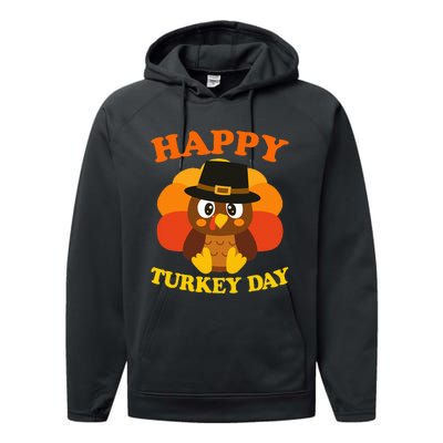 Happy Turkey Day Cute Little Pilgrim Gift Thanksgiving Performance Fleece Hoodie