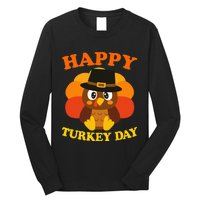 Happy Turkey Day Cute Little Pilgrim Gift Thanksgiving Long Sleeve Shirt