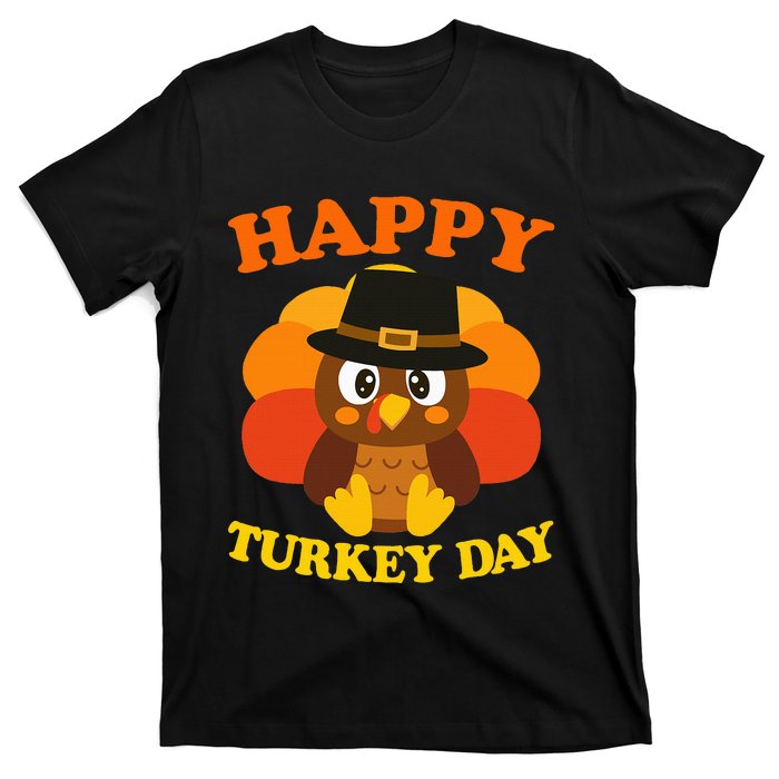 Happy Turkey Day Cute Little Pilgrim Gift Thanksgiving T-Shirt