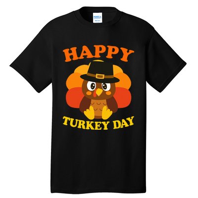 Happy Turkey Day Cute Little Pilgrim Gift Thanksgiving Tall T-Shirt