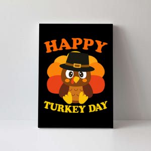 Happy Turkey Day Cute Little Pilgrim Gift Thanksgiving Canvas