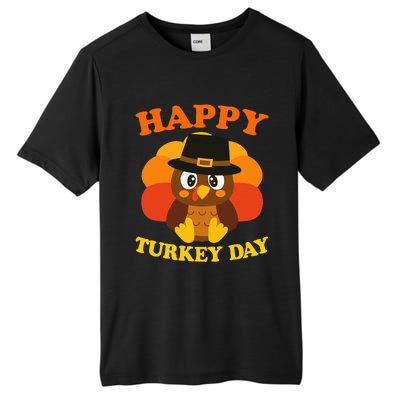 Happy Turkey Day Cute Little Pilgrim Gift Thanksgiving Tall Fusion ChromaSoft Performance T-Shirt