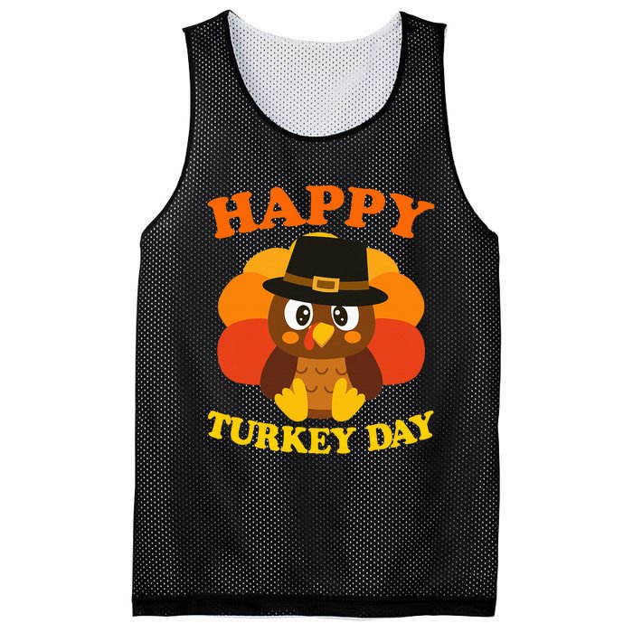 Happy Turkey Day Cute Little Pilgrim Gift Thanksgiving Mesh Reversible Basketball Jersey Tank