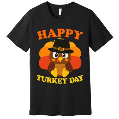 Happy Turkey Day Cute Little Pilgrim Gift Thanksgiving Premium T-Shirt