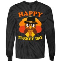 Happy Turkey Day Cute Little Pilgrim Gift Thanksgiving Tie-Dye Long Sleeve Shirt