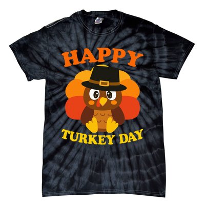 Happy Turkey Day Cute Little Pilgrim Gift Thanksgiving Tie-Dye T-Shirt