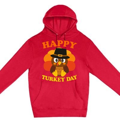 Happy Turkey Day Cute Little Pilgrim Gift Thanksgiving Premium Pullover Hoodie