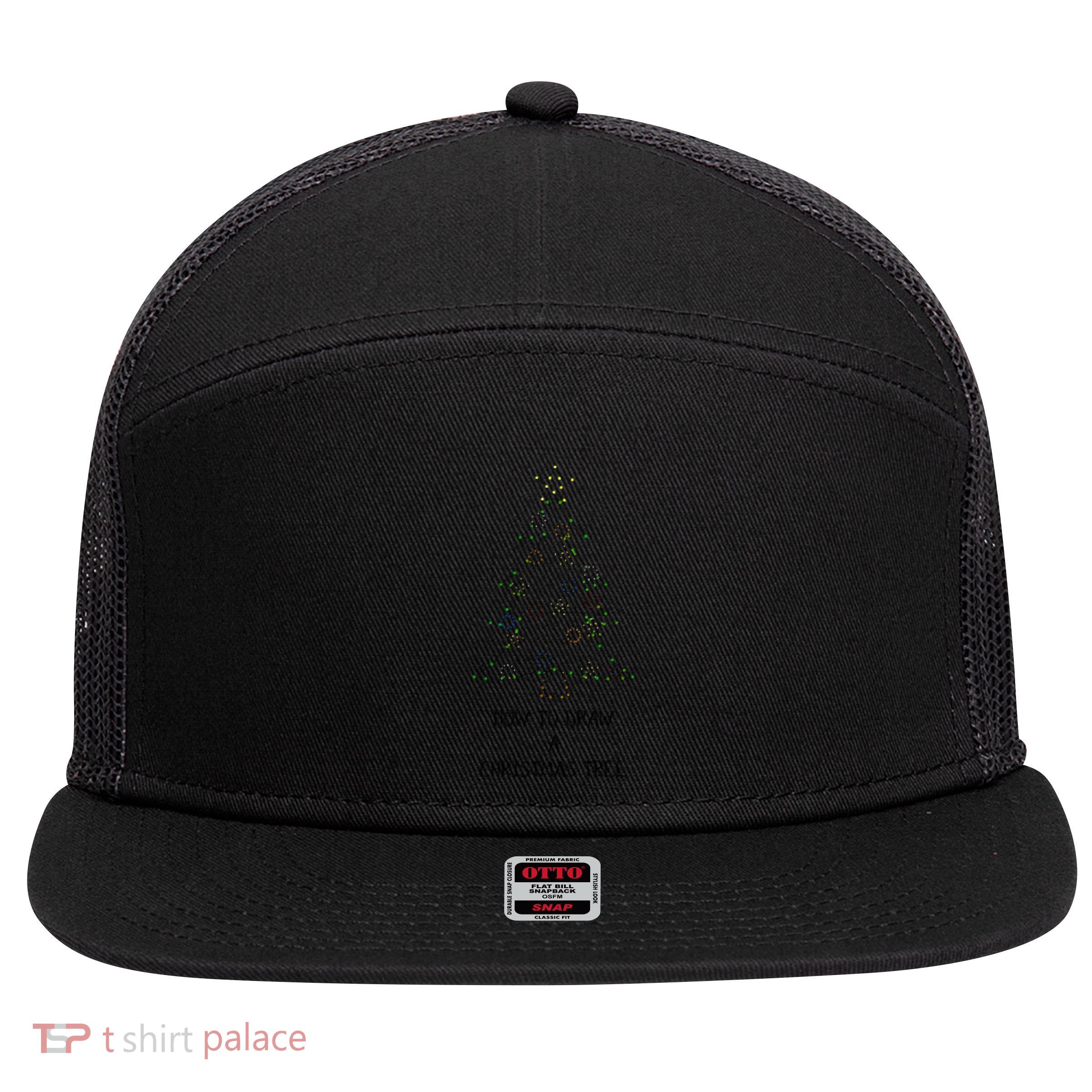 How To Draw A Christmas Tree 7 Panel Mesh Trucker Snapback Hat