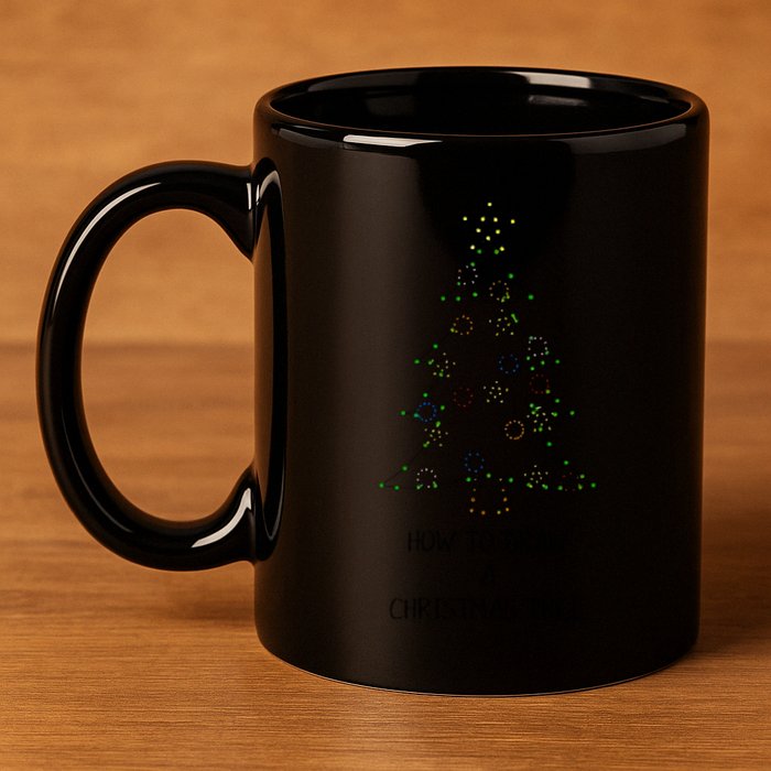 How To Draw A Christmas Tree 11oz C Handle Ceramic Mug