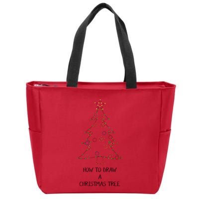 How To Draw A Christmas Tree Zip Tote Bag