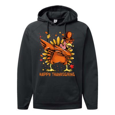 Happy Thanksgiving Dabbing Turkey Day Pilgrim Performance Fleece Hoodie