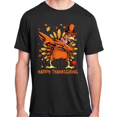 Happy Thanksgiving Dabbing Turkey Day Pilgrim Adult ChromaSoft Performance T-Shirt