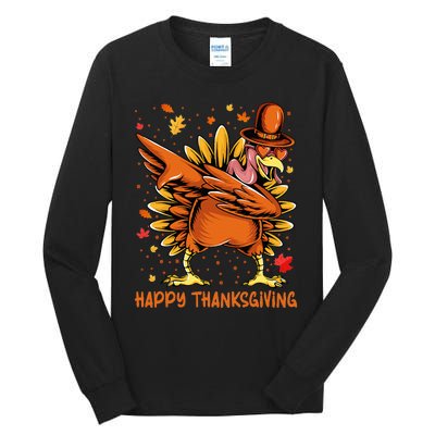 Happy Thanksgiving Dabbing Turkey Day Pilgrim Tall Long Sleeve T-Shirt