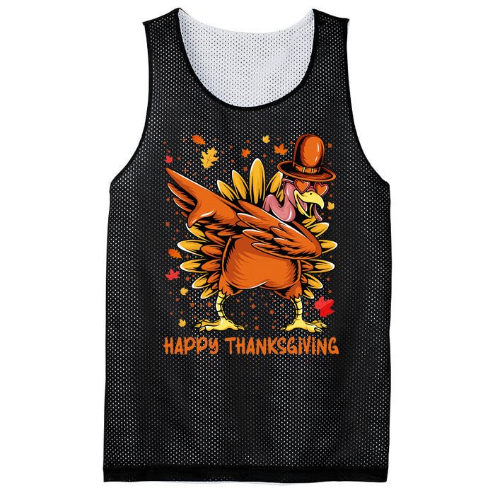 Happy Thanksgiving Dabbing Turkey Day Pilgrim Mesh Reversible Basketball Jersey Tank