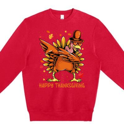 Happy Thanksgiving Dabbing Turkey Day Pilgrim Premium Crewneck Sweatshirt