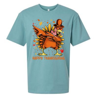 Happy Thanksgiving Dabbing Turkey Day Pilgrim Sueded Cloud Jersey T-Shirt