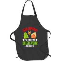 Here To Delete Your Cookies Funny Tech Support Christmas Full-Length Apron With Pockets