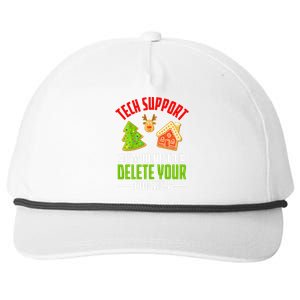 Here To Delete Your Cookies Funny Tech Support Christmas Snapback Five-Panel Rope Hat