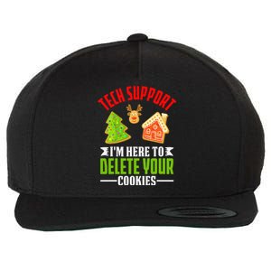 Here To Delete Your Cookies Funny Tech Support Christmas Wool Snapback Cap