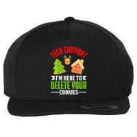 Here To Delete Your Cookies Funny Tech Support Christmas Wool Snapback Cap