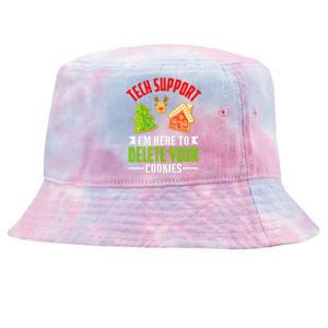 Here To Delete Your Cookies Funny Tech Support Christmas Tie-Dyed Bucket Hat