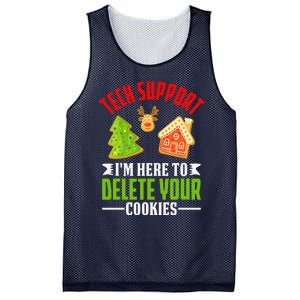 Here To Delete Your Cookies Funny Tech Support Christmas Mesh Reversible Basketball Jersey Tank