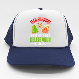 Here To Delete Your Cookies Funny Tech Support Christmas Trucker Hat