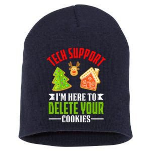 Here To Delete Your Cookies Funny Tech Support Christmas Short Acrylic Beanie