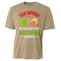 Here To Delete Your Cookies Funny Tech Support Christmas Cooling Performance Crew T-Shirt