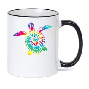 Hawaiian Tie Dye Sea Turtle Cute Sea Turtle Lover Men Women 11oz Black Color Changing Mug