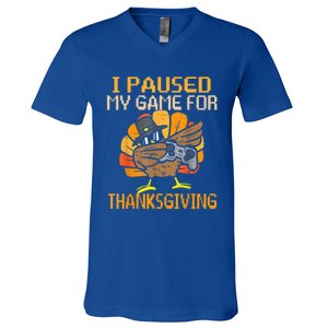 Happy Thanksgiving Dabbing Gamer Turkey Gift V-Neck T-Shirt